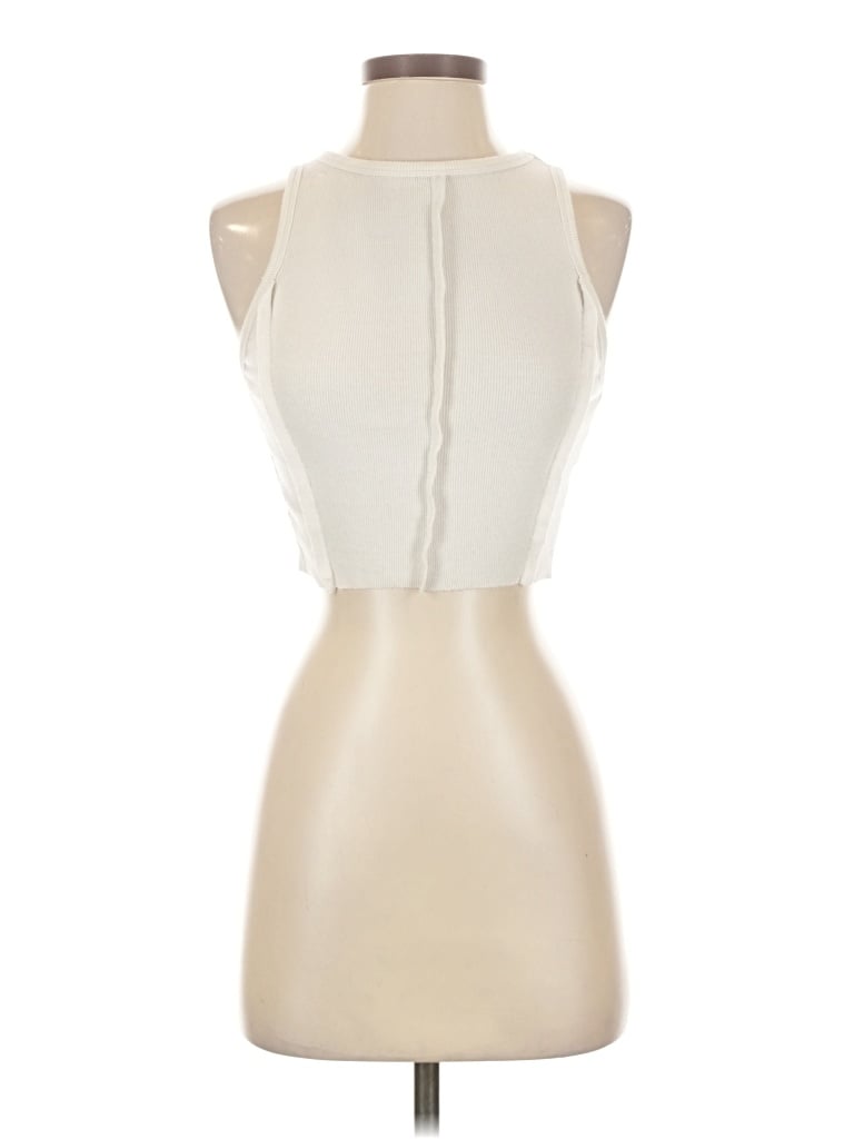 Pre-owned Pacsun Tank Top Ivory Halter Neckline Tops In White