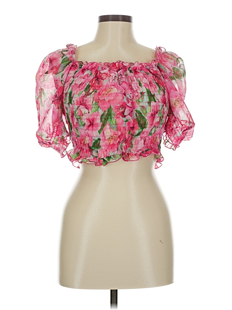 Pre-owned Zara Short Sleeve Blouse In Pink