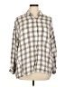 Max Studio 100% Rayon Plaid Ivory Long Sleeve Blouse Size XL - photo 1