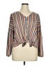 Skye's The Limit Stripes Orange Tan 3/4 Sleeve Blouse Size XL - photo 1