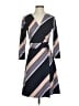 Ann Taylor 100% Polyester Stripes Gray Blue Casual Dress Size 4 - photo 1