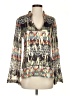 Tory Burch Silver Purple Long Sleeve Silk Top Size 2 - photo 1