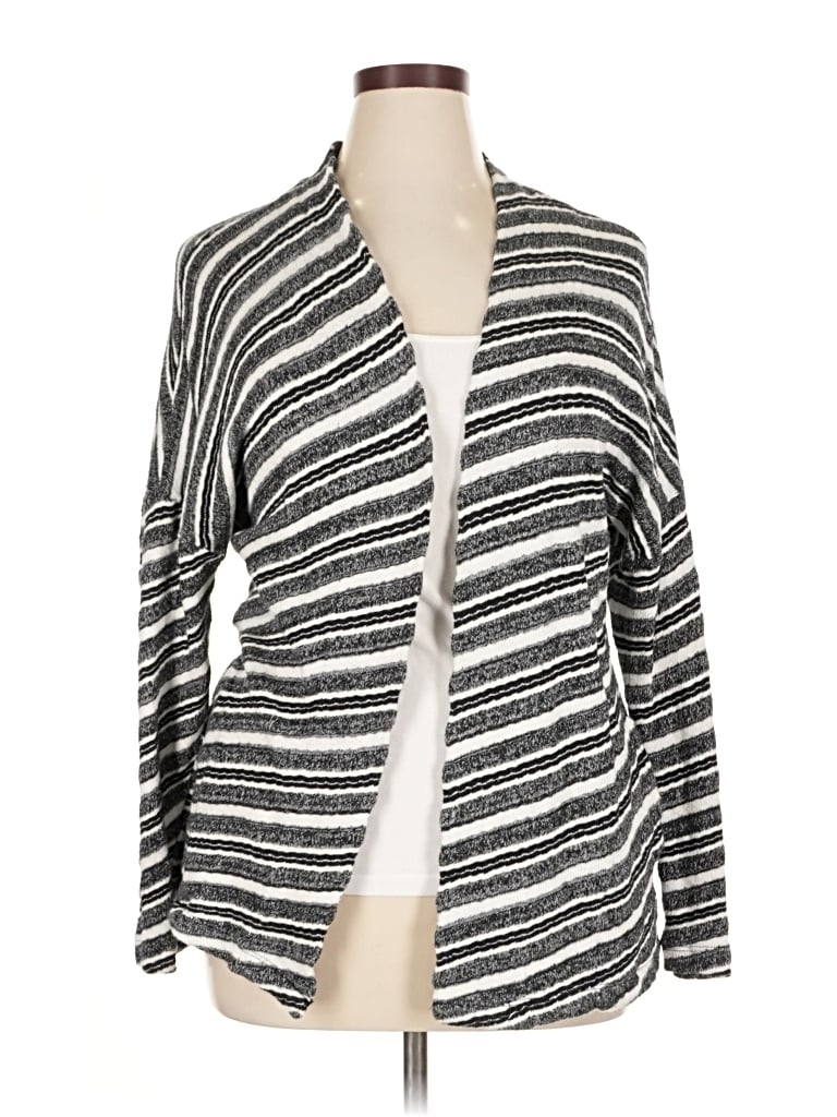 Pre-owned Three Dots Cardigan Sweater In Gray