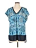 Roz & Ali Blue Short Sleeve Blouse Size L - photo 1