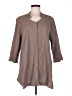 Focus Casual Life Brown Tan 3/4 Sleeve Button-Down Shirt Size M - photo 1