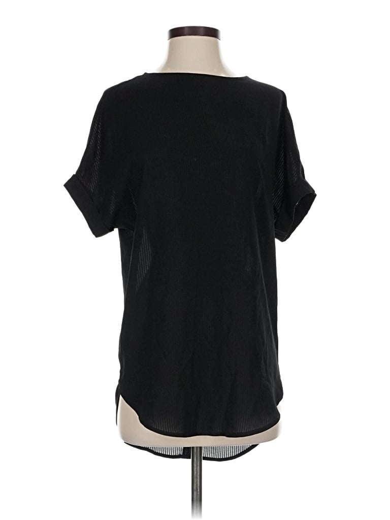 Pre-owned Dynamite Short Sleeve Top Black Crew Neck Tops