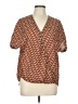 Max Studio Chevron-herringbone Brown Short Sleeve Blouse Size L - photo 1