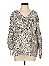 Chico's 100% Polyester Animal Print Silver Long Sleeve Blouse Size XL (3) - photo 1