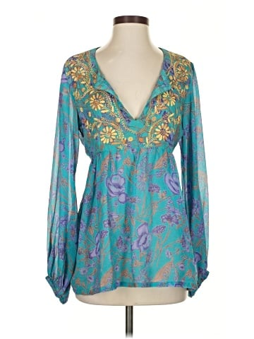 Calypso by Christiane Celle Long Sleeve Silk Top (view 1)