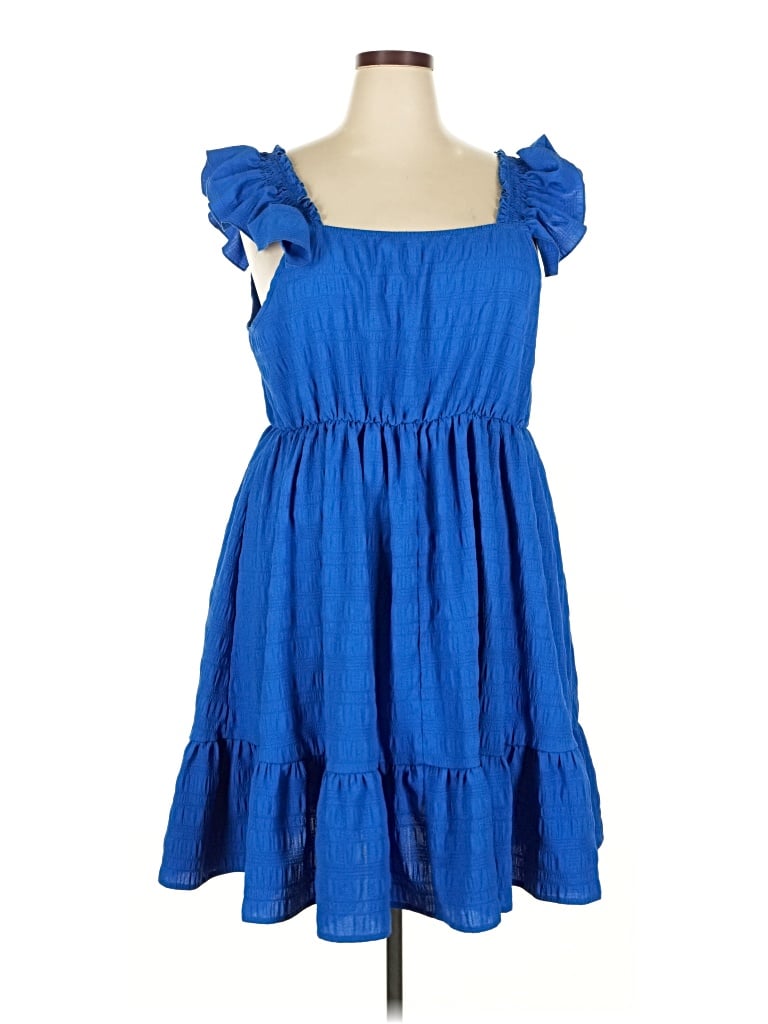 Pre-owned Shein Curve Casual Dress In Blue