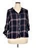 Max Jeans 100% Rayon Plaid Blue 3/4 Sleeve Button-Down Shirt Size 2X - photo 1