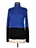 W by Worth Color Block Blue Turtleneck Sweater Size M - photo 1