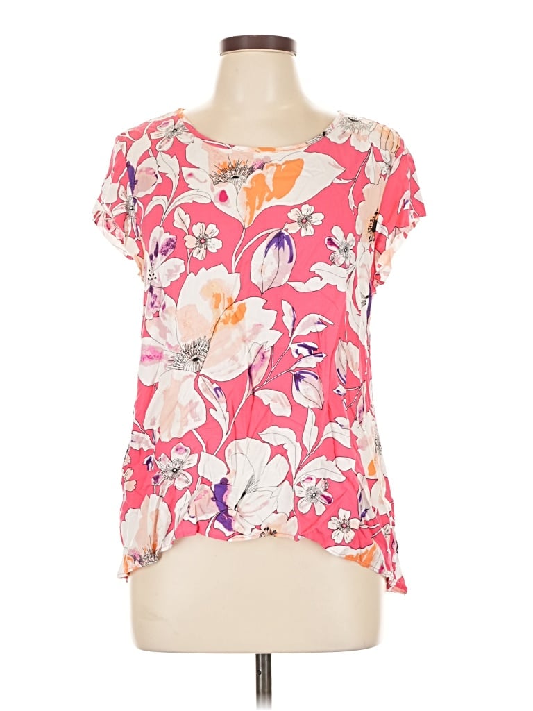 Pre-owned Rose & Thyme Short Sleeve Blouse In Pink