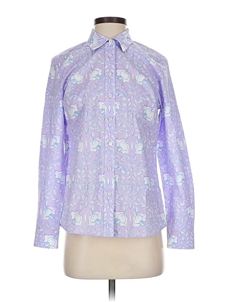 Pre-owned Talbots Long Sleeve Button Down Shirt In Purple