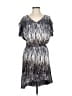 Express 100% Polyester Print Gray Casual Dress Size M - photo 1