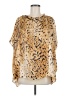Shamask 100% Silk Animal Print Gold 3/4 Sleeve Silk Top One size - photo 1