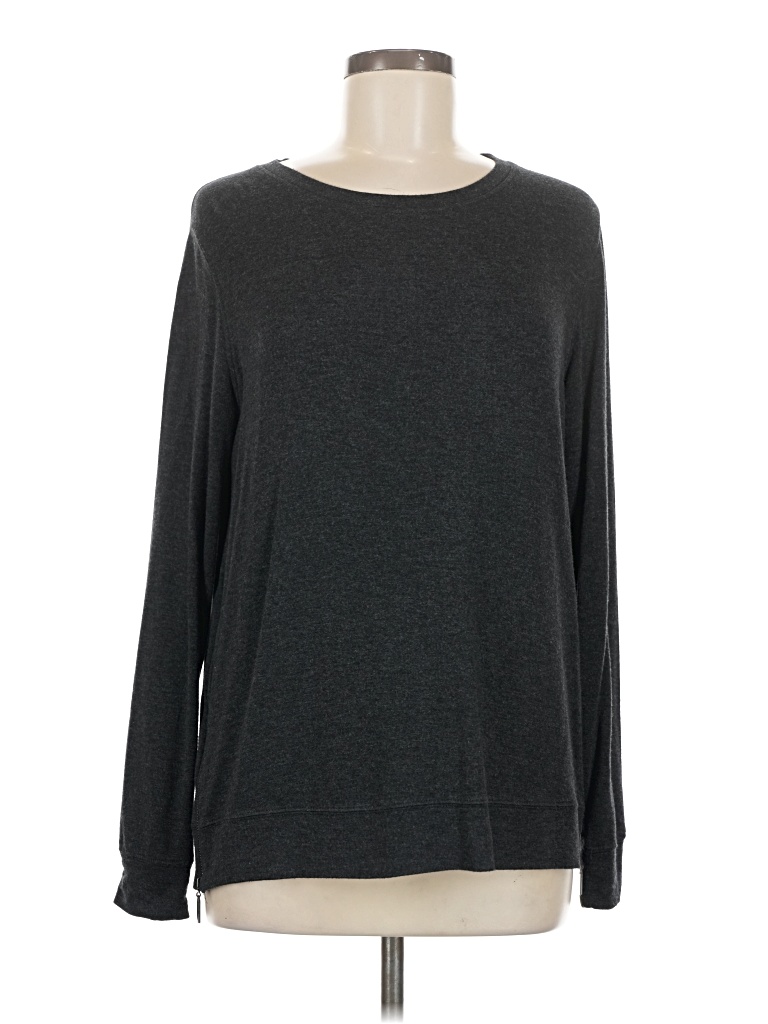 Pre-owned Matty M Long Sleeve Top Gray Crew Neck Tops