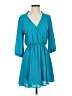 Lush 100% Polyester Solid Teal Casual Dress Size S - photo 1