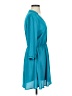 Lush 100% Polyester Solid Teal Casual Dress Size S - photo 4