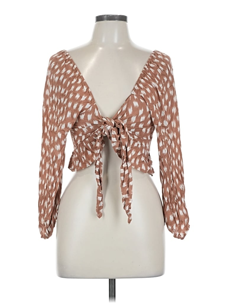 Pre-owned Cotton Candy La 3/4 Sleeve Blouse In Brown