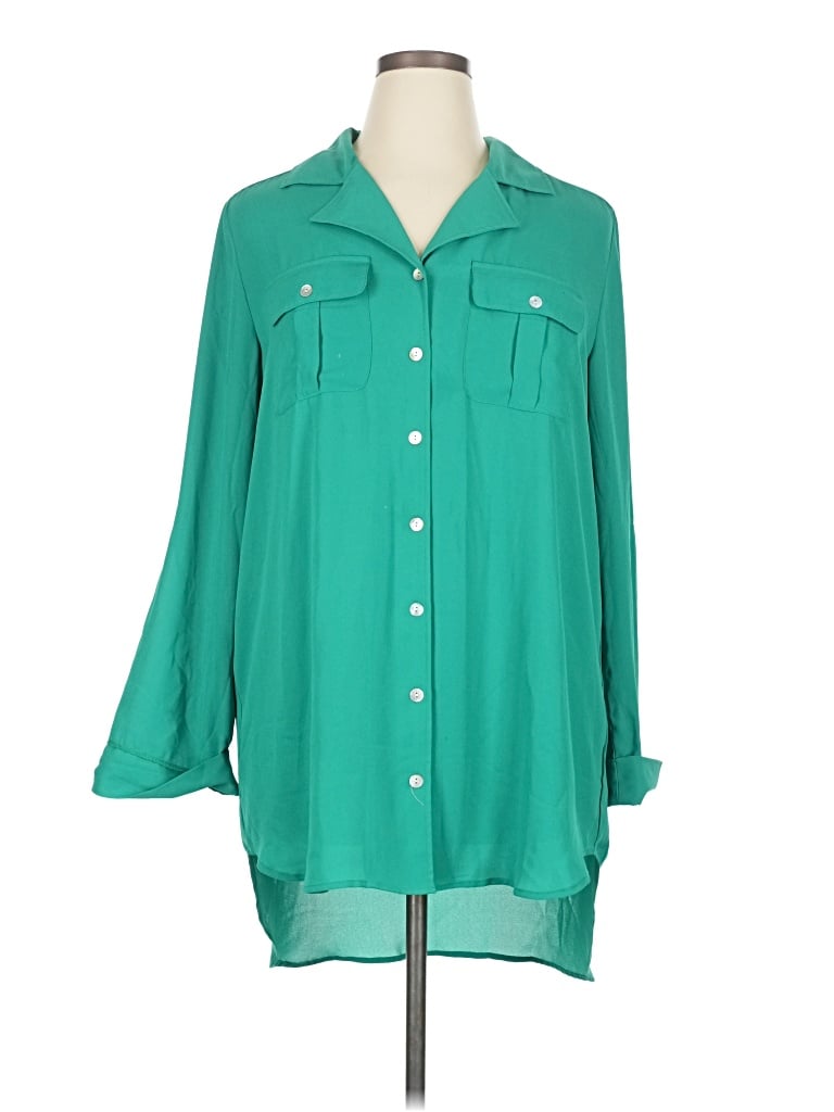 Pre-owned Denim 24/7 3/4 Sleeve Blouse In Green