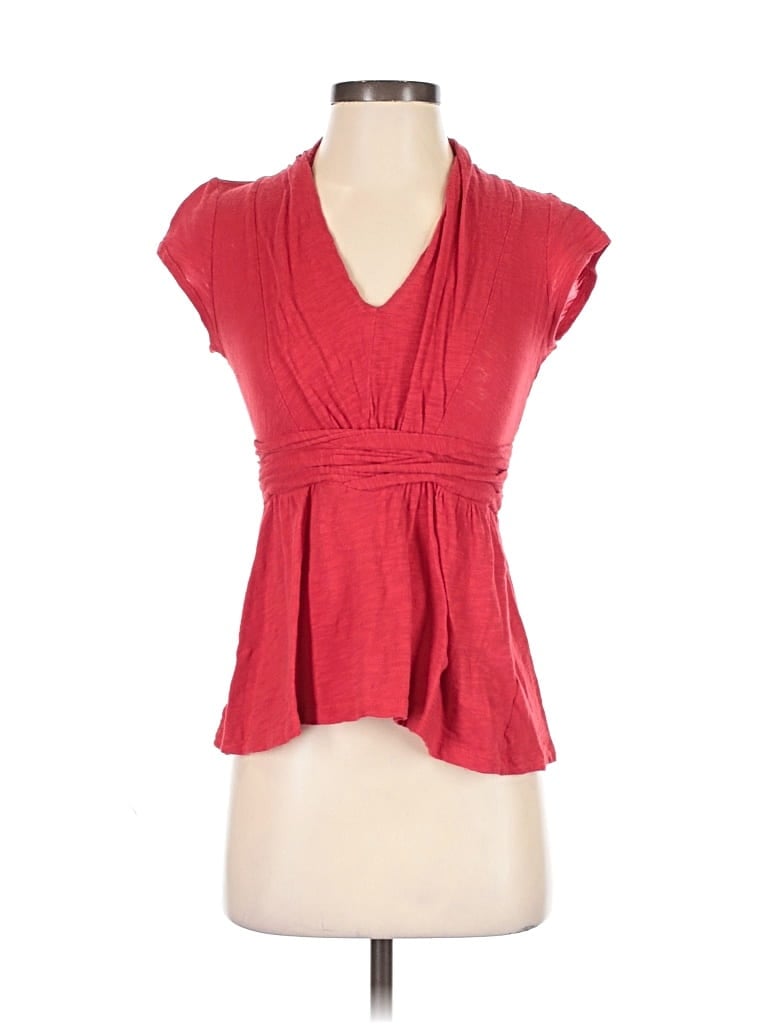 Pre-owned Deletta Short Sleeve Top Red V Neck Tops