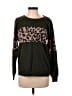 Pink Lily Animal Print Green Sweatshirt Size S - photo 1