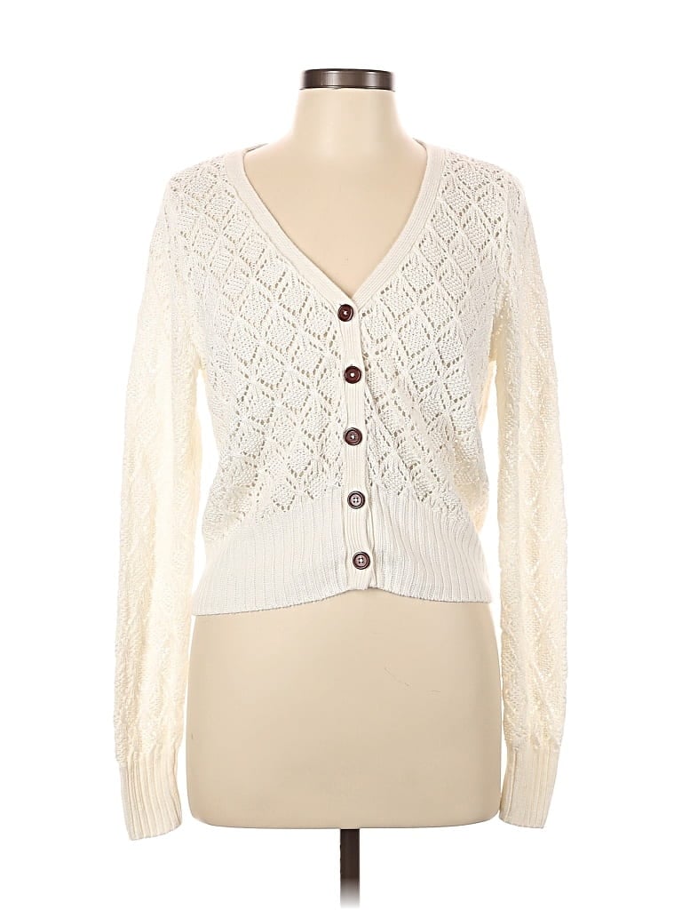 Pre-owned Margaret O'leary Cardigan Sweater In White