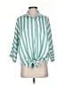 Glam Stripes Green 3/4 Sleeve Blouse Size S - photo 1