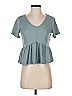 Shein 100% Polyester Teal Short Sleeve Top Size S - photo 1
