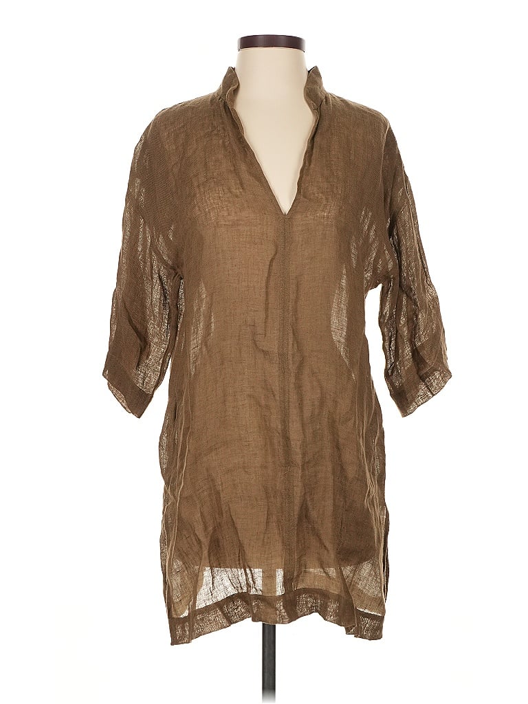 Pre-owned Eileen Fisher 3/4 Sleeve Blouse In Brown