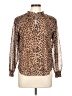 Greige Animal Print Brown Long Sleeve Blouse Size L - photo 1