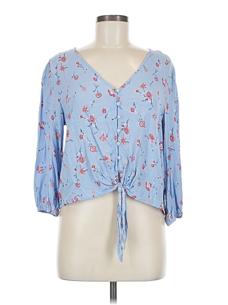 Pre-owned Alya 3/4 Sleeve Blouse In Blue