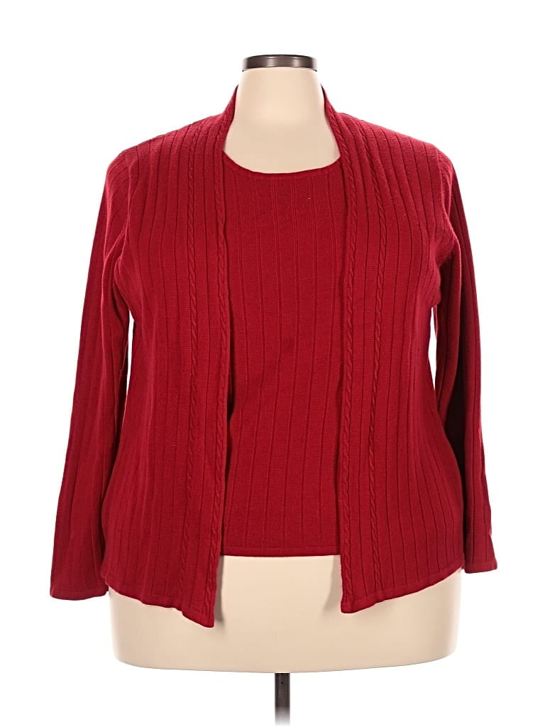 Pre-owned White Stag Cardigan Sweater In Red