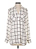 Dex 100% Polyester Plaid Ivory Long Sleeve Blouse Size S - photo 1
