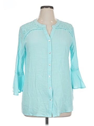 Kim Rogers 3/4 Sleeve Button-Down Shirt (view 1)