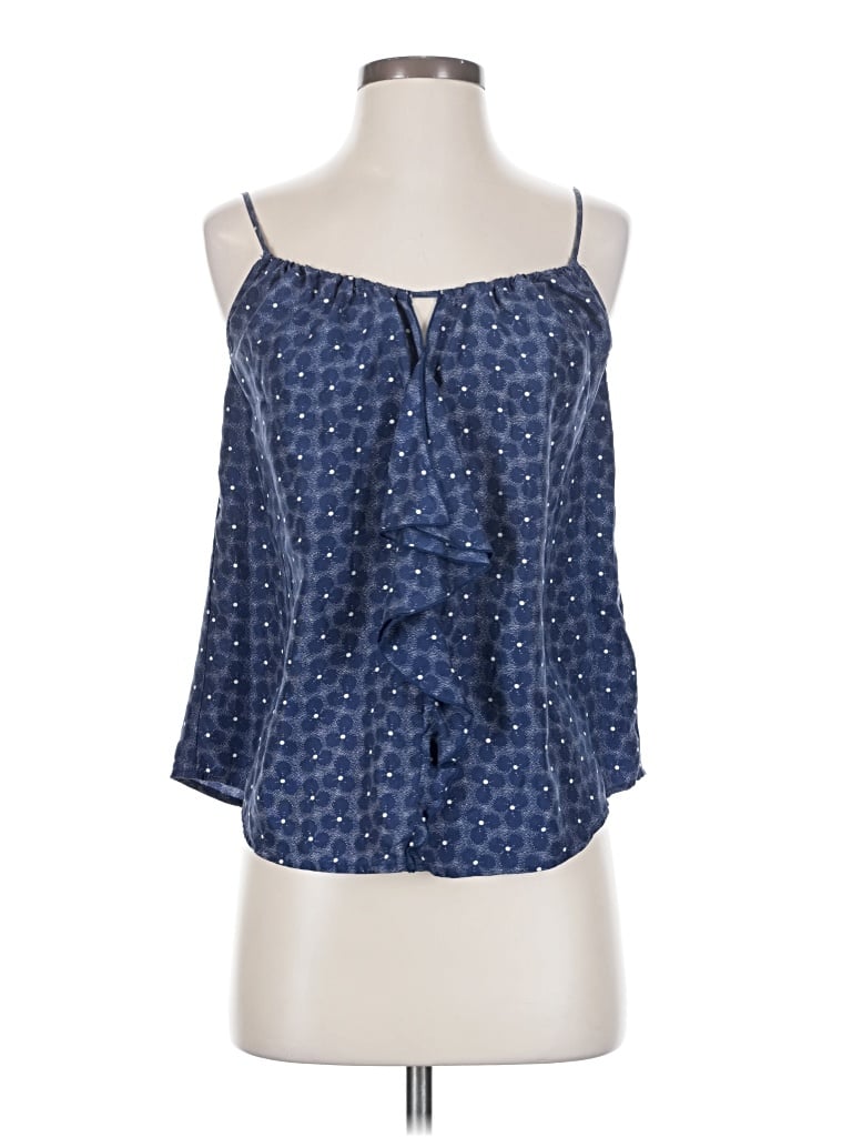 Pre-owned Lilka Sleeveless Silk Top Blue Halter Neckline Tops