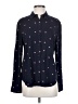 Rails 100% Rayon Hearts Blue Black Long Sleeve Blouse Size XS - photo 1