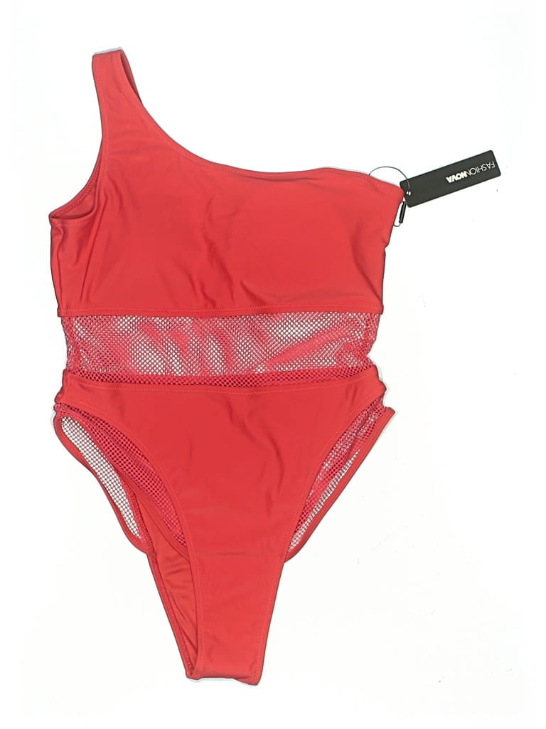 Fashion Nova Bodysuit: Red Tops - Size Large