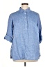 Talbots 100% Linen Blue 3/4 Sleeve Button-Down Shirt Size 0X - photo 1