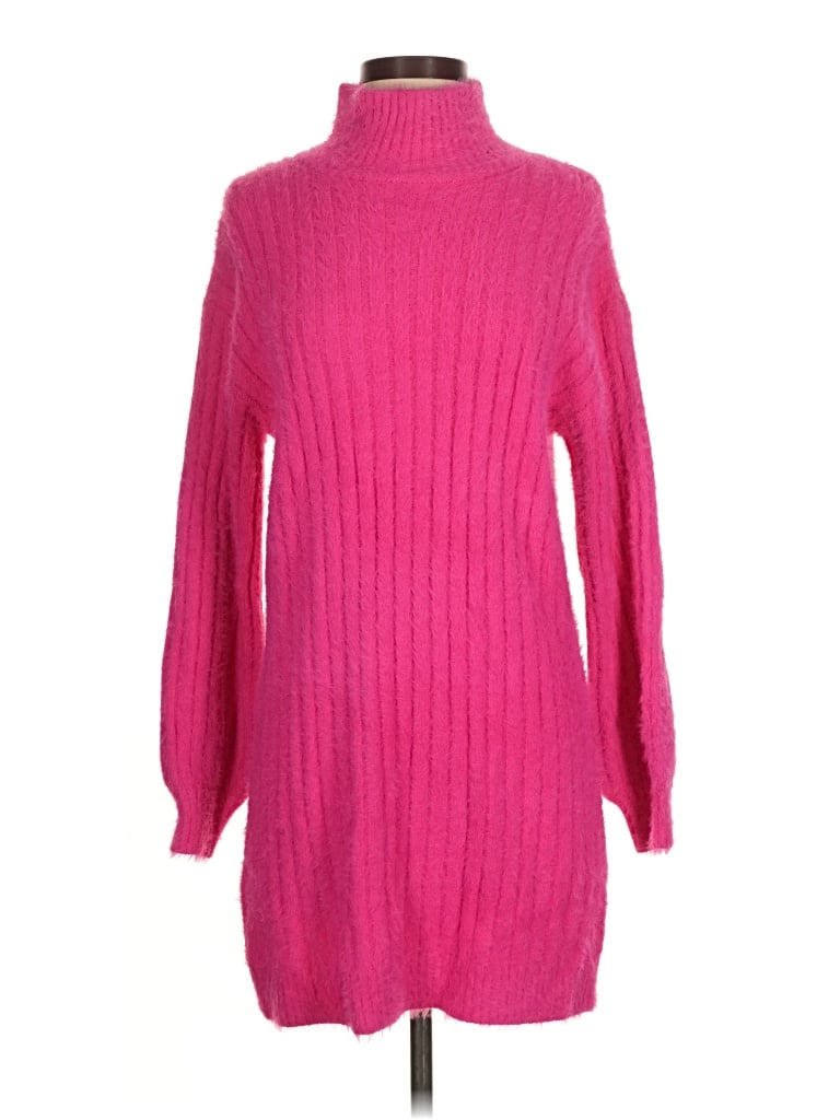 Pre-owned Flat White Turtleneck Sweater In Pink