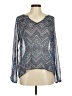 Lumiere 100% Polyester Silver Long Sleeve Blouse Size M - photo 1