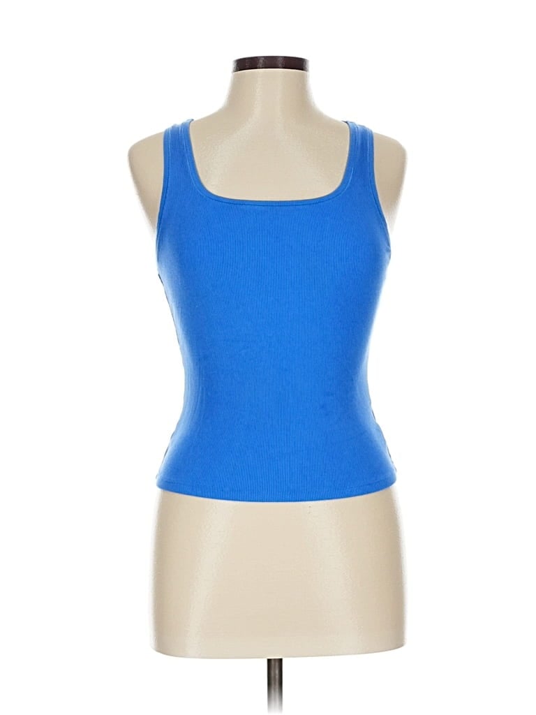 Pre-owned Trendy Queen Tank Top Blue Strapless Neckline Tops