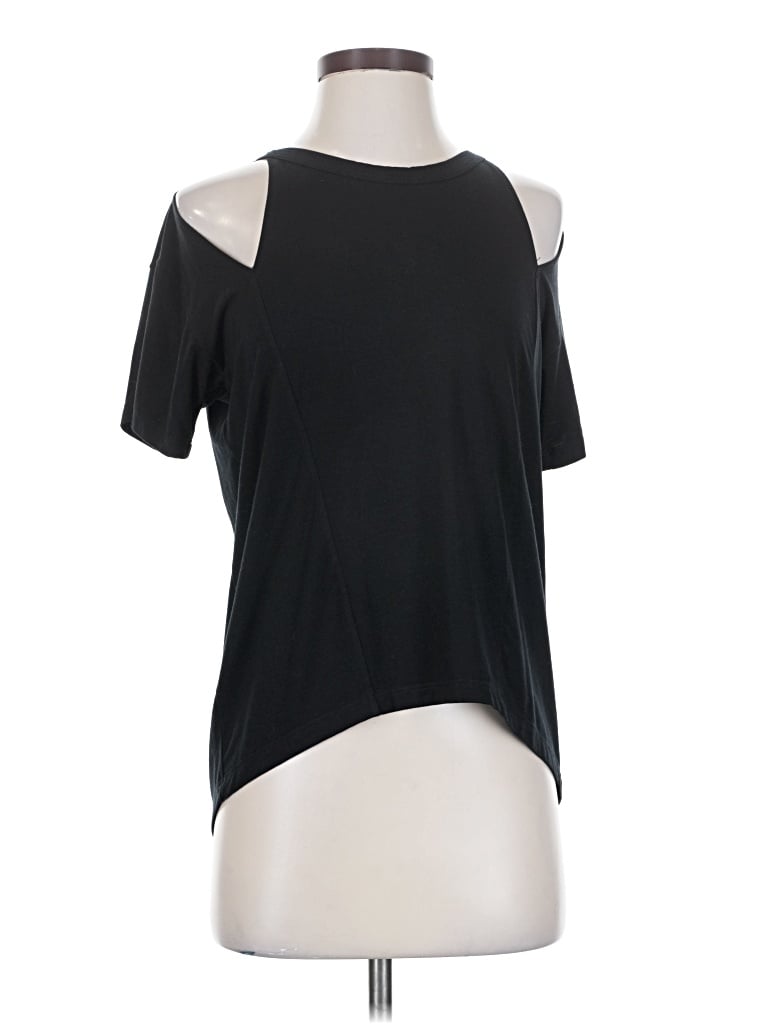 Pre-owned Lna Short Sleeve Top Black Cold Shoulder Neckline Tops
