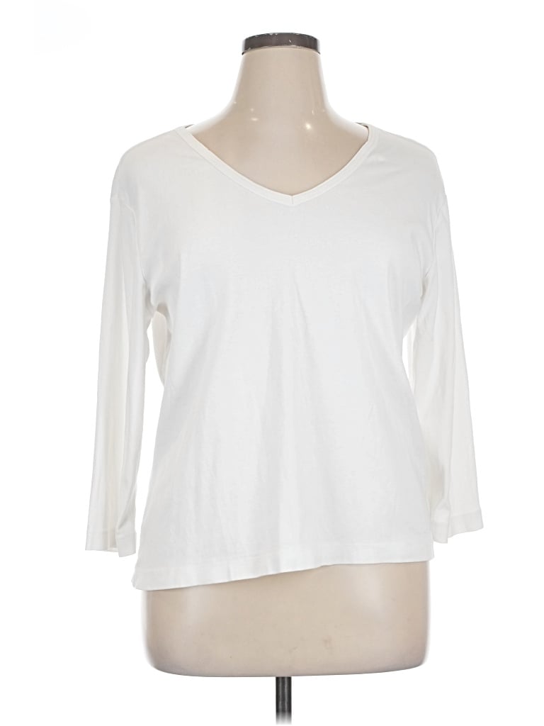 Pre-owned Additions By Chico's 3/4 Sleeve T-shirt In White