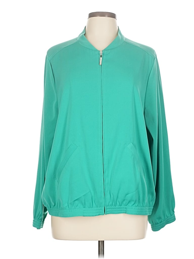 Pre-owned Susan Graver Track Jacket In Green