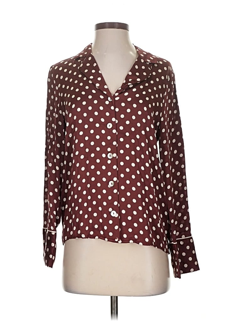 Pre-owned Mng Long Sleeve Blouse In Burgundy
