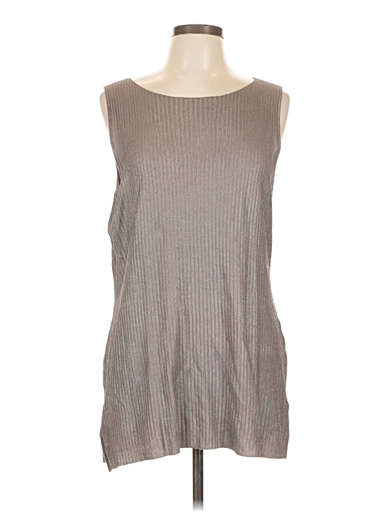 Pre-owned Black Label By Chico's Sleeveless Top Gray Boatneck Tops