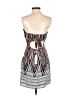 Lavender Brown 100% Polyester Print White Cocktail Dress Size S - photo 2