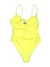 Zara Solid Yellow One Piece Swimsuit Size S - photo 1
